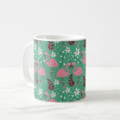 Floral Flamingo nahtloses Muster rosa grün Kaffeetasse (Vorderseite Links)
