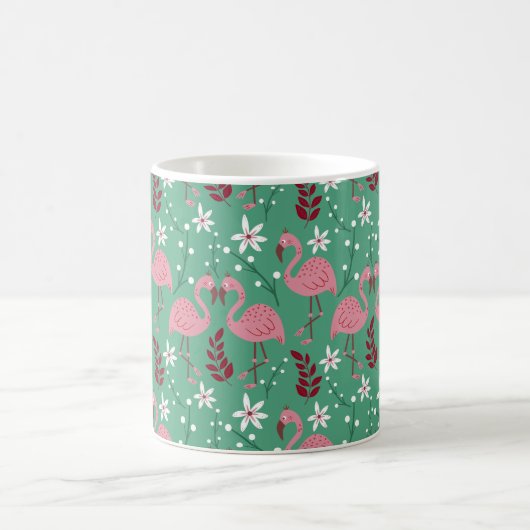 Floral Flamingo nahtloses Muster rosa grün Kaffeetasse (Mittel)