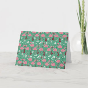 Floral Flamingo nahtloses Muster rosa grün Karte