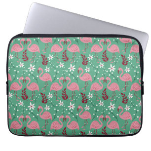 Floral Flamingo nahtloses Muster rosa grün Laptopschutzhülle