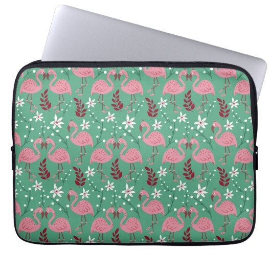 Floral Flamingo nahtloses Muster rosa grün Laptopschutzhülle (Vorderseite)