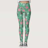 Floral Flamingo nahtloses Muster rosa grün Leggings (Vorderseite)