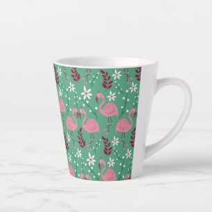 Floral Flamingo nahtloses Muster rosa grün Milchtasse