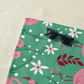 Floral Flamingo nahtloses Muster rosa grün Strandtuch (Beispiel)