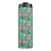Floral Flamingo nahtloses Muster rosa grün Thermosbecher (Vorderseite)