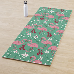 Floral Flamingo nahtloses Muster rosa grün Yogamatte