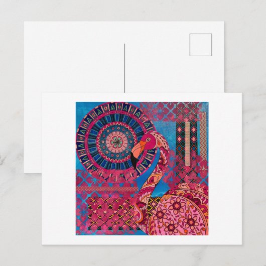 Floral Flamingo Postkarte (Vorne/Hinten)
