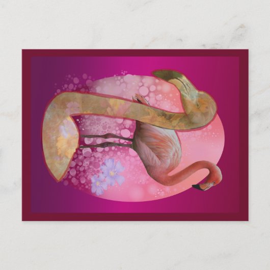 Floral Flamingo Postkarte (Vorderseite)