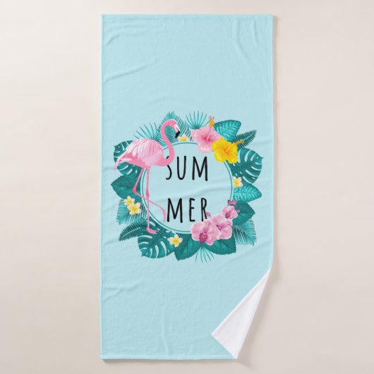 Floral Flamingo Summer Bliss Badehandtuch (Badehandtuch)