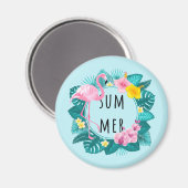 Floral Flamingo Summer Bliss Magnet (Vorderseite/Rückseite)