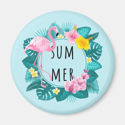 Floral Flamingo Summer Bliss Magnet (Vorne)