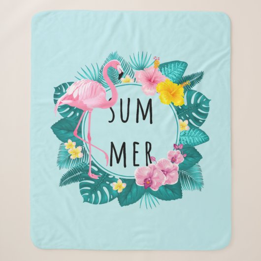 Floral Flamingo Summer Bliss Sherpadecke (Vorderseite)