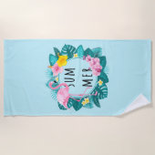 Floral Flamingo Summer Bliss Strandtuch (Vorderseite)