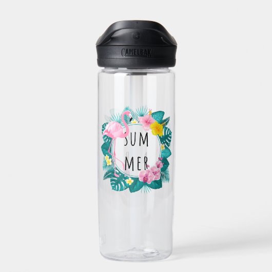 Floral Flamingo Summer Bliss Trinkflasche (Rückseite)