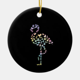 Floral Flamingo Süßes Tier Ästhetikliebhaber-Gesch Keramik Ornament
