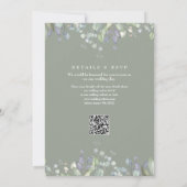 Floral Flieder Grün Sagegrün QR-Code Hochzeit Einladung (Rückseite)