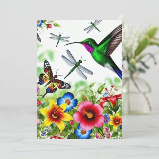 Floral Flight Symphony Dankeskarte (Stehend Vorderseite)