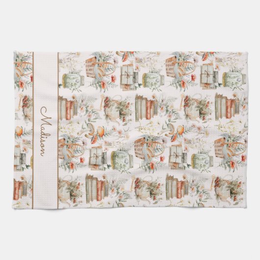 Floral floral buchstäbliche Kernarchitektur Geschirrtuch (Horizontal)