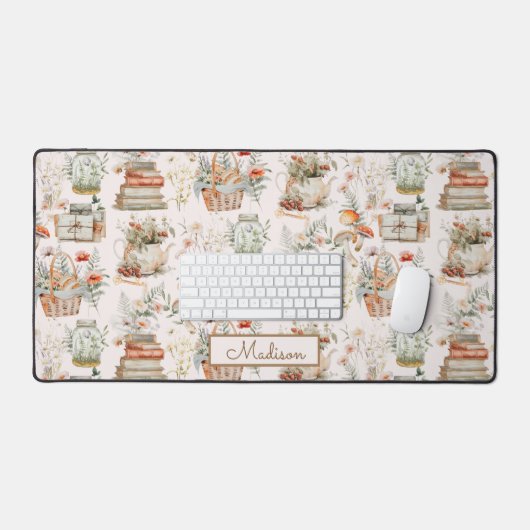 Floral florales Muster der buchstäblichen Kernstru Schreibtischunterlage (Tastatur & Maus)