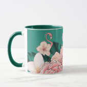 Floral Florida Flamingos Tropischer Garten Aquamar Tasse (Links)
