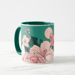 Floral Florida Flamingos Tropischer Garten Aquamar Tasse