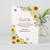 Floral Flower Baby Shower Thank You Flat Cards Dankeskarte (Stehend Vorderseite)