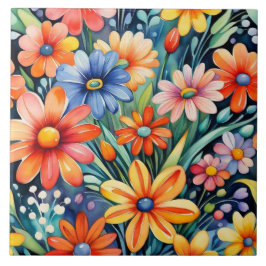 Floral flower modern art print ceramic tile fliese