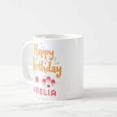 Floral Flowers Happy Birthday Handlettering Kaffeetasse (Vorderseite Links)