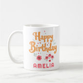 Floral Flowers Happy Birthday Handlettering Kaffeetasse (Links)
