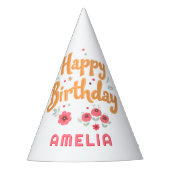 Floral Flowers Happy Birthday Handlettering Partyhütchen (Vorderseite)