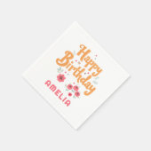 Floral Flowers Happy Birthday Handlettering Serviette (Ecke)