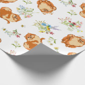 Floral Fluffy Dog Wrapping Paper Geschenkpapier (Ecke)