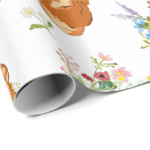 Floral Fluffy Dog Wrapping Paper Geschenkpapier (Rolleneckpunkt)