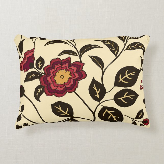 Floral flüstern rot gelb dekokissen (Vorderseite)