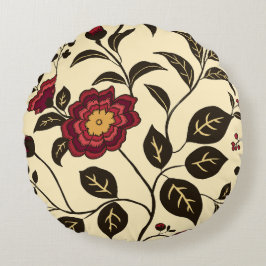 Floral flüstern rot gelb rundes kissen
