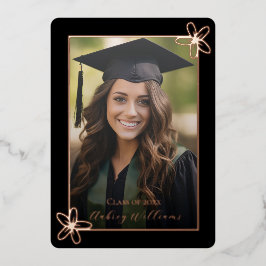 Floral Foil Photo Graduation Announcement Folieneinladung
