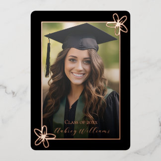 Floral Foil Photo Graduation Announcement Folieneinladung