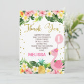 Floral Foliage Flamingo Geburtstag Danke Karte (Stehend Vorderseite)