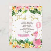 Floral Foliage Flamingo Geburtstag Danke Karte (Vorne/Hinten)