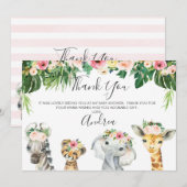 Floral Foliage Safari Babydusche Danke Karte (Vorne/Hinten)