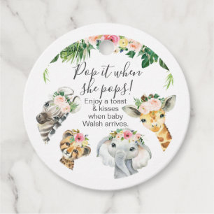 Floral Foliage Safari Babydusche Pop It Geschenkanhänger