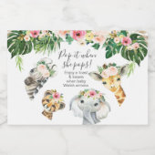 Floral Foliage Safari Babydusche Pop It Schaumweinetikett (Einzelnes Label)