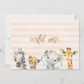 Floral Foliage Wild One Safari Tiere Geburtstag Einladung (Rückseite)