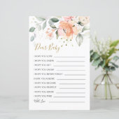 Floral Foliage Wünsche für Baby Game Paper Sheet (Stehend Vorderseite)