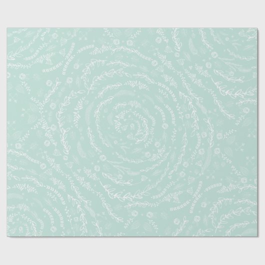 Floral Folk Art Fauna & Fern Red Christmas Pattern Geschenkpapier (Flach)