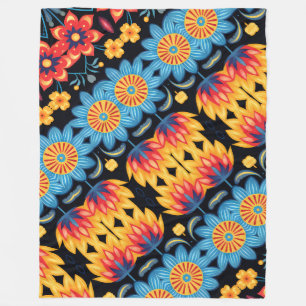 Floral Folk Art Modern Fleecedecke