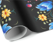 Floral Folk Art Modern Geschenkpapier (Rolleneckpunkt)