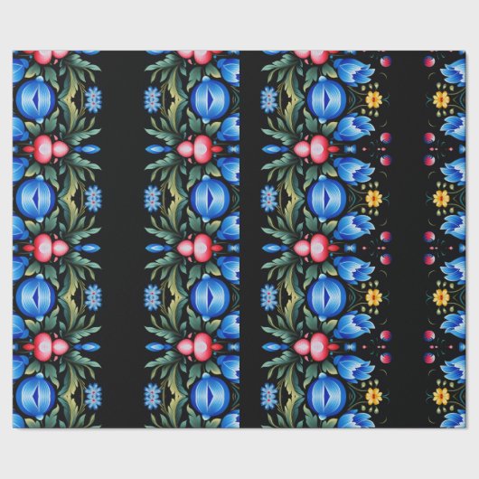 Floral Folk Art Modern Geschenkpapier (Saum)