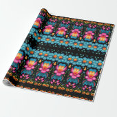 Floral Folk Art Modern Geschenkpapier (Ungerollt)
