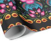 Floral Folk Art Modern Geschenkpapier (Rolleneckpunkt)